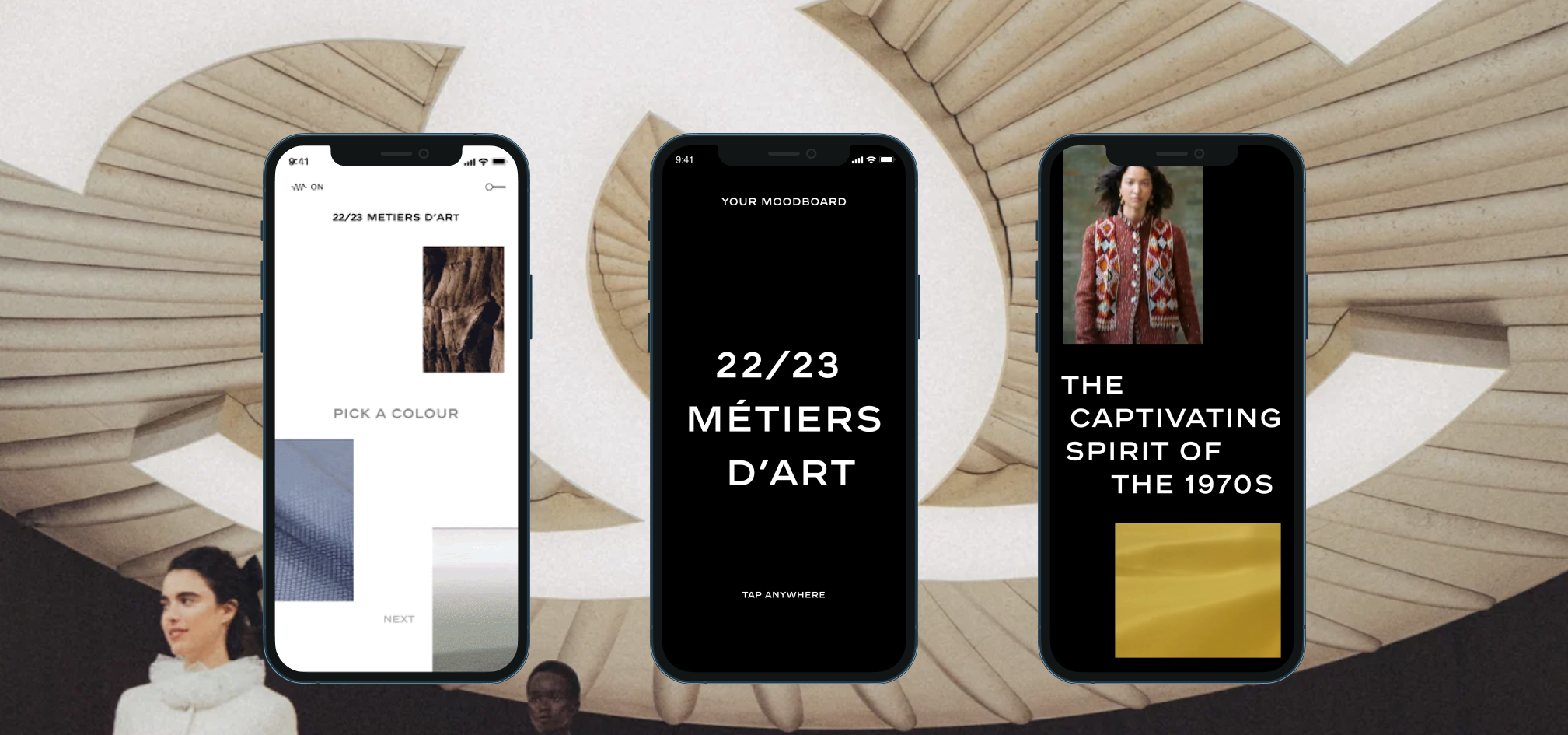Chanel Métiers d'Art mobile flow and product mockups